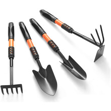 Trowel Tools for Garden, Ergonomic Design Comfort Grip Carbon Steel, 4 Pieces Polished Stainless Steel Set for Digging Through Rocky Soils, Ideal for
