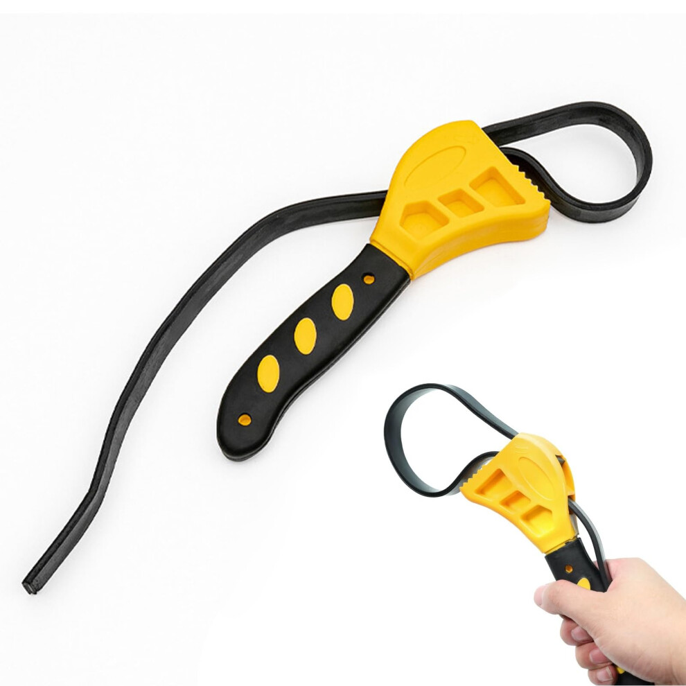 Adjustable Rubber Strap Wrench Set Heavyduty Reinforced Rubber Belt Nonslip Grip For Pipes, Oil Filters, Jar Lids 9189345183294