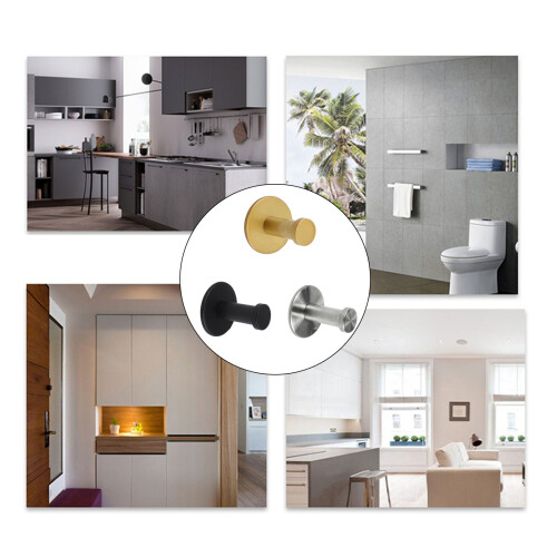 4Pcs Wall Mounted Coat Hook Stainless-Black with expansion 2