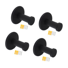 4Pcs Wall Mounted Coat Hook Stainless-Black with expansion