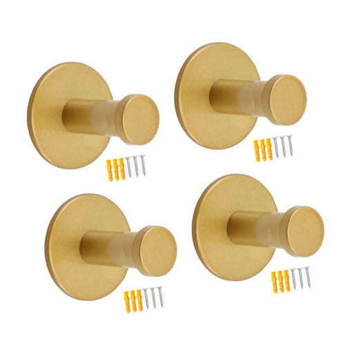 4Pcs Single Hook Wall Mounted Coat Hook-Sand gold with expan