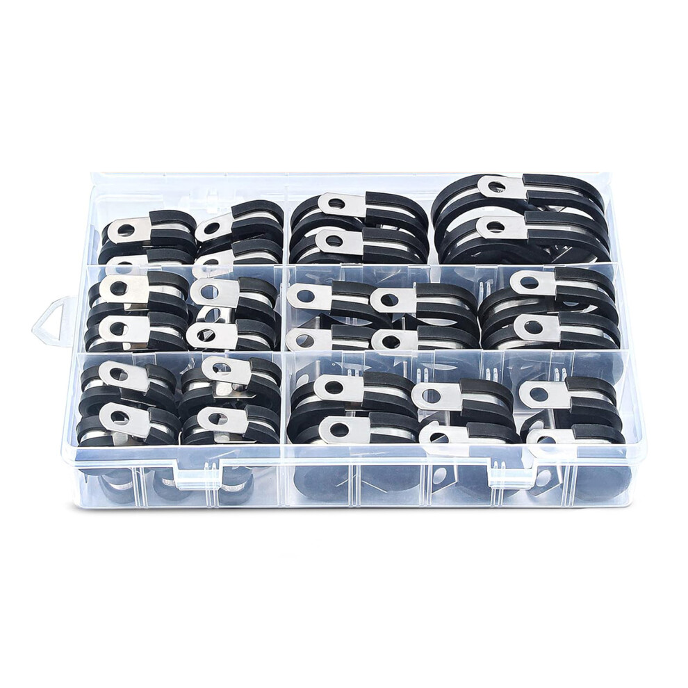 60Pcs Assorted Size Cable And Pipe Clamps With Rubber Insulation 7732000567124