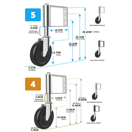 Heavy Duty Garden Gate Wheel Spring Loaded Gate-4 inch silver 2