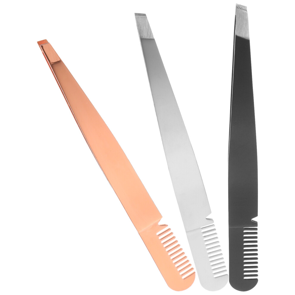 Aboofan 3 Pcs Tweezers For Eyelashes Hair Removal Shaping With Eyebrow Comb