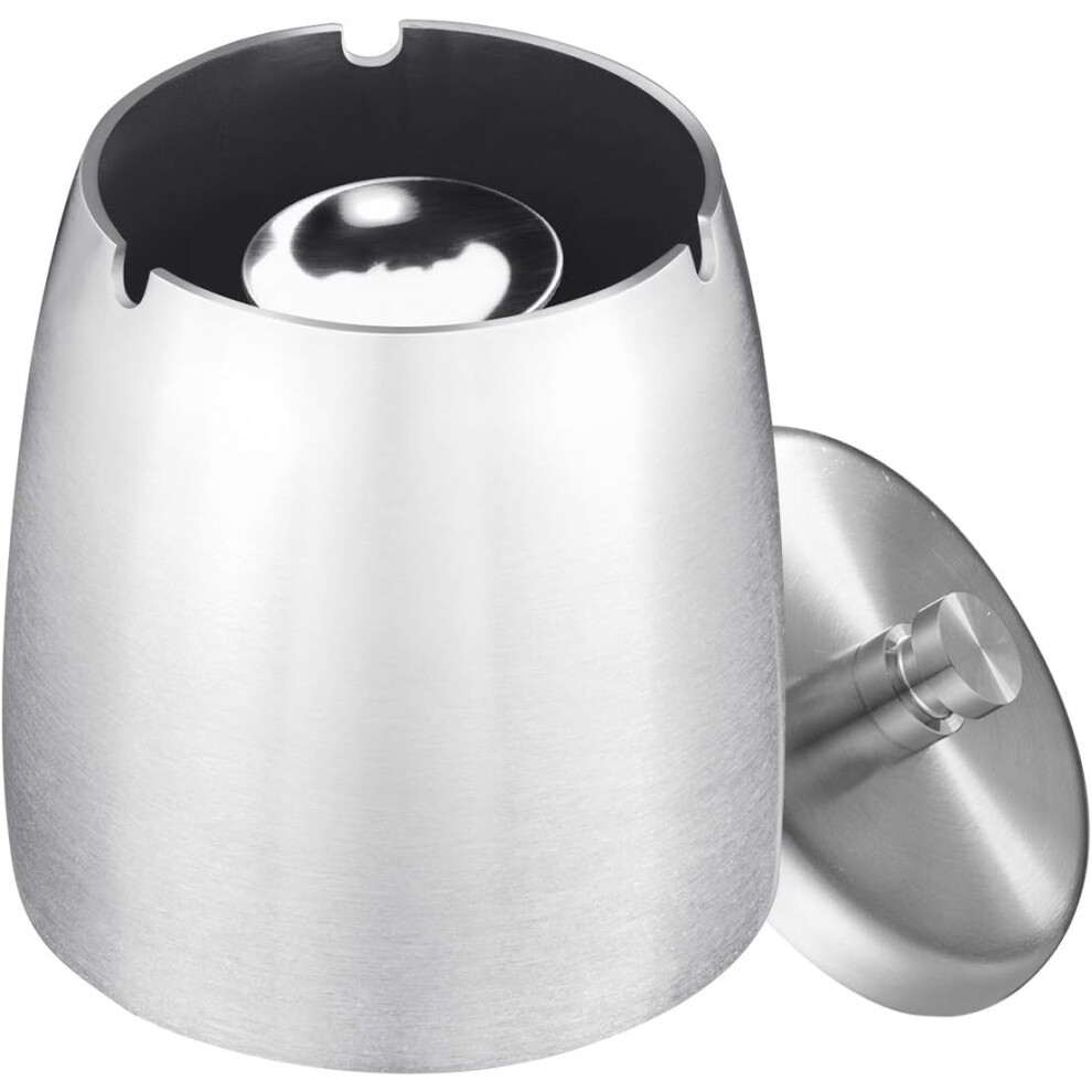 Smokeless Stainless Steel Ashtray for Outdoor Use, Odorless Windproof Ashtray with Detachable Center Insert, Convenient for Cleaning and Storage