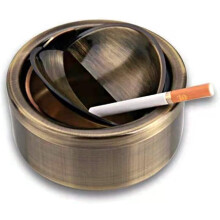 Smokeless Ashtray with Anti-Skid Bottom, Customizable Metal Ashtray with Stainless Steel for Restaurants Bars, Keeps Tabletop Clean (Bronze Cyan)