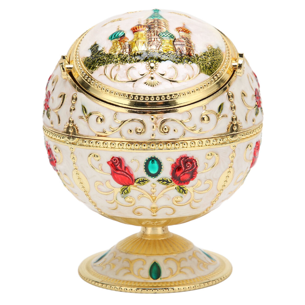 Handcrafted Zinc Alloy Windproof Ashtray, Portable Metal Ashtray With Retro Style For Indoor Outdoor Use