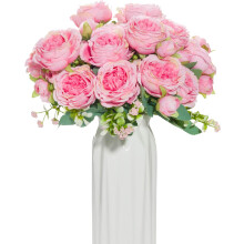 Pivoines artificielles en soie faciles à nettoyer, bouquets de roses beiges artificielles aux formes généreuses et élégantes, décoration non