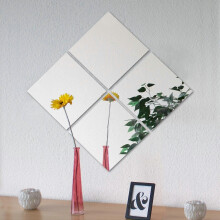 (As show, One size) Wall mirror rectangular adhesive glass decorative mirror self-adhesive home decoration bedroom living room door