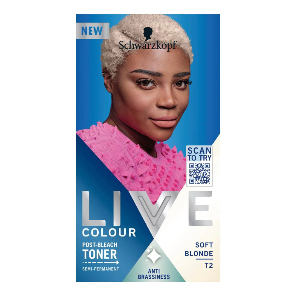 Schwarzkopf Live Post-Bleach Hair Toner, Soft Blonde Semi-Permanent Colour Toner, For Cool Blondes, Soft Blonde Toner Neutralises Brassiness And