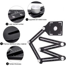 Règle de mesure multi-angles, support réglable avec bouton pour différentes épaisseurs de bois, idéale pour les fabricants de meubles et les