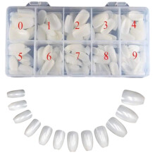 Faux ongles à couverture intégrale, faciles à couper et à limer, 500 pièces, 10 tailles, adaptés à une application de gel ou d'acrylique,