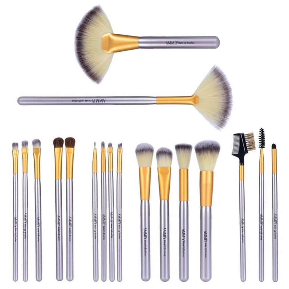 Champagne Gold Professional Makeup Brush Set, Includes Various Brushes For Different Makeup Functions, Solid Wood Handle, Convenient And Portable For