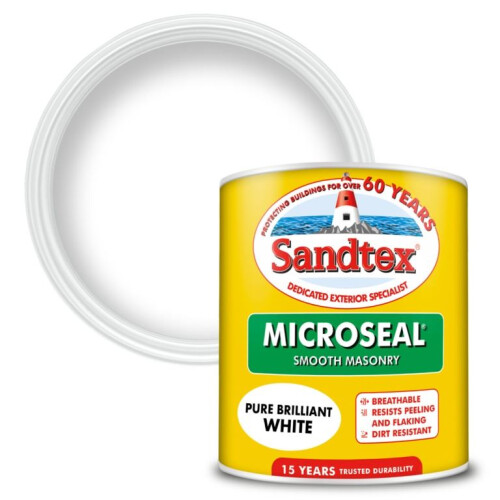 Sandtex Sandtex - Smooth Masonry Paint 1L - Pure Brilliant White