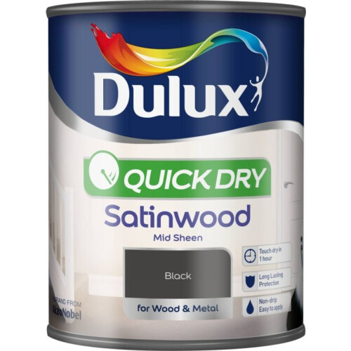Dulux Dulux Quick Dry Satinwood Black 750ml 2