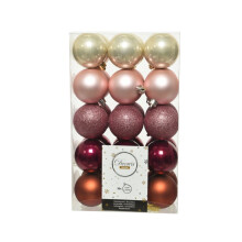 30 Christmas Tree Baubles Blush Pink Gold Orange Mix 60mm Hanging Decs