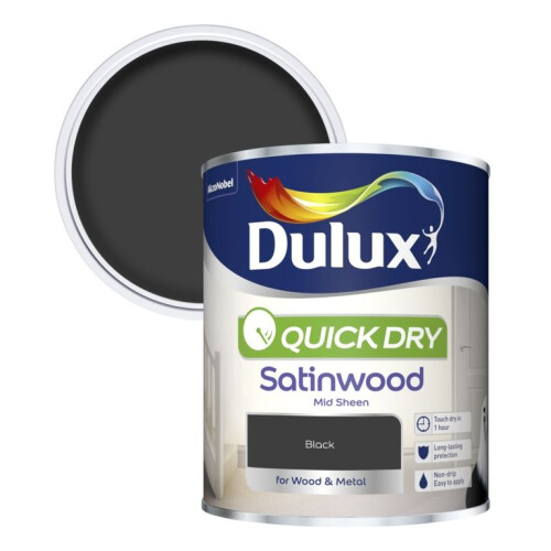 Dulux Dulux Quick Dry Satinwood Black 750ml 1