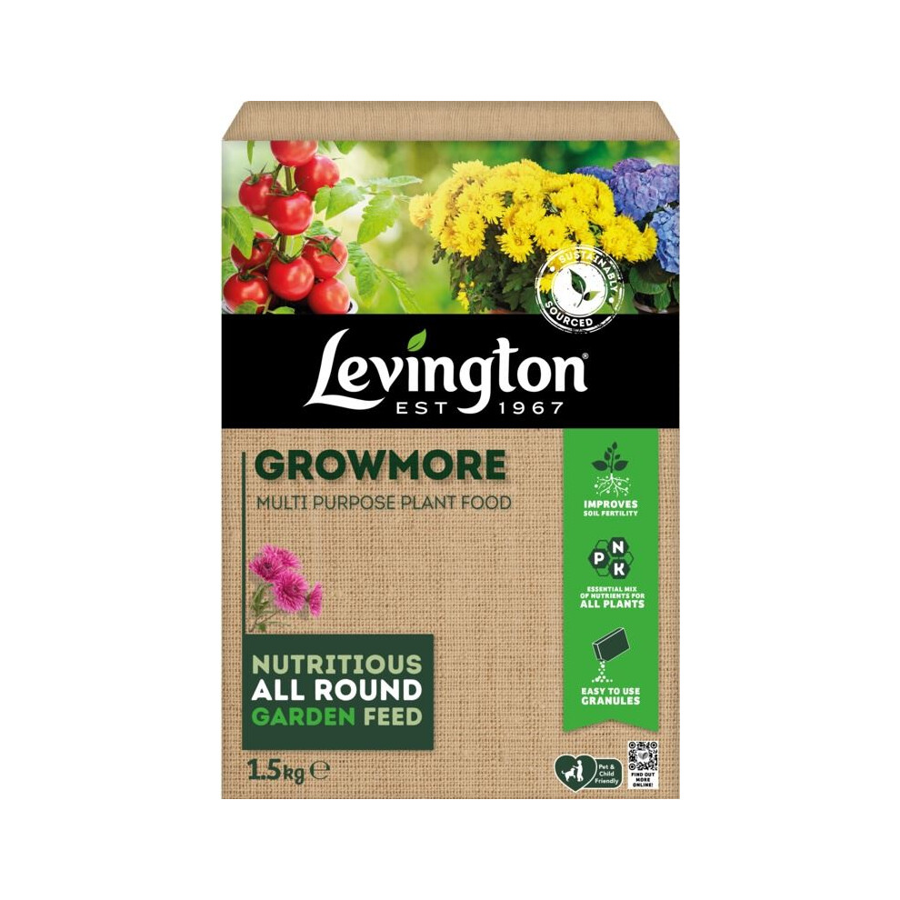 Levington Growmore All Purpose Plant Food Fruit Veg & Flowers 1.5Kg