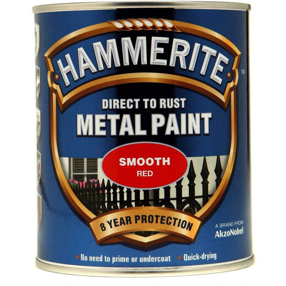 Hammerite SFR750 Direct to Rust Smooth Finish Metal Paint Red 750ml