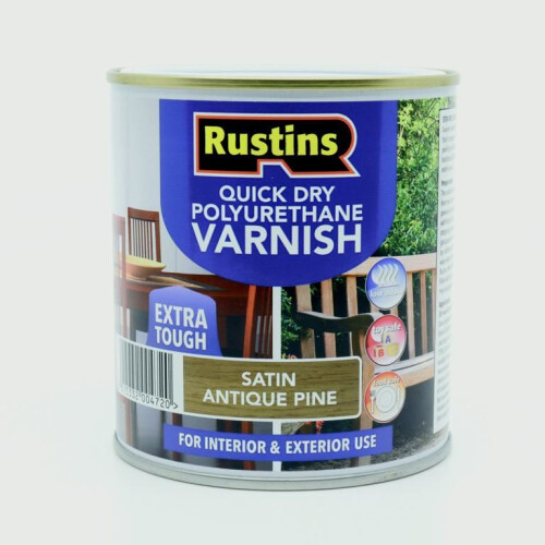 Rustins Rustins - Polyurethane Satin Varnish 500ml - Antique Pine 1
