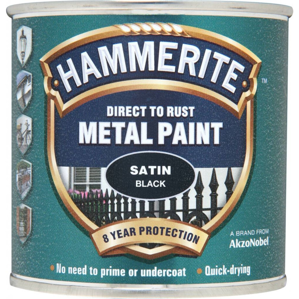 Hammerite 5084904 Metal Paint: Satin Black 250ml