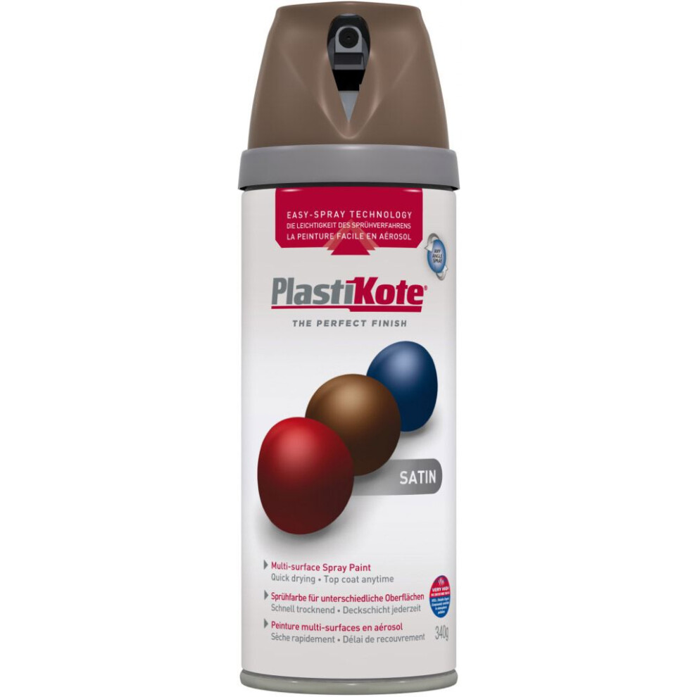 Plasti-Kote PKT22113 Twist & Spray Satin Chocolate Brown 400ml