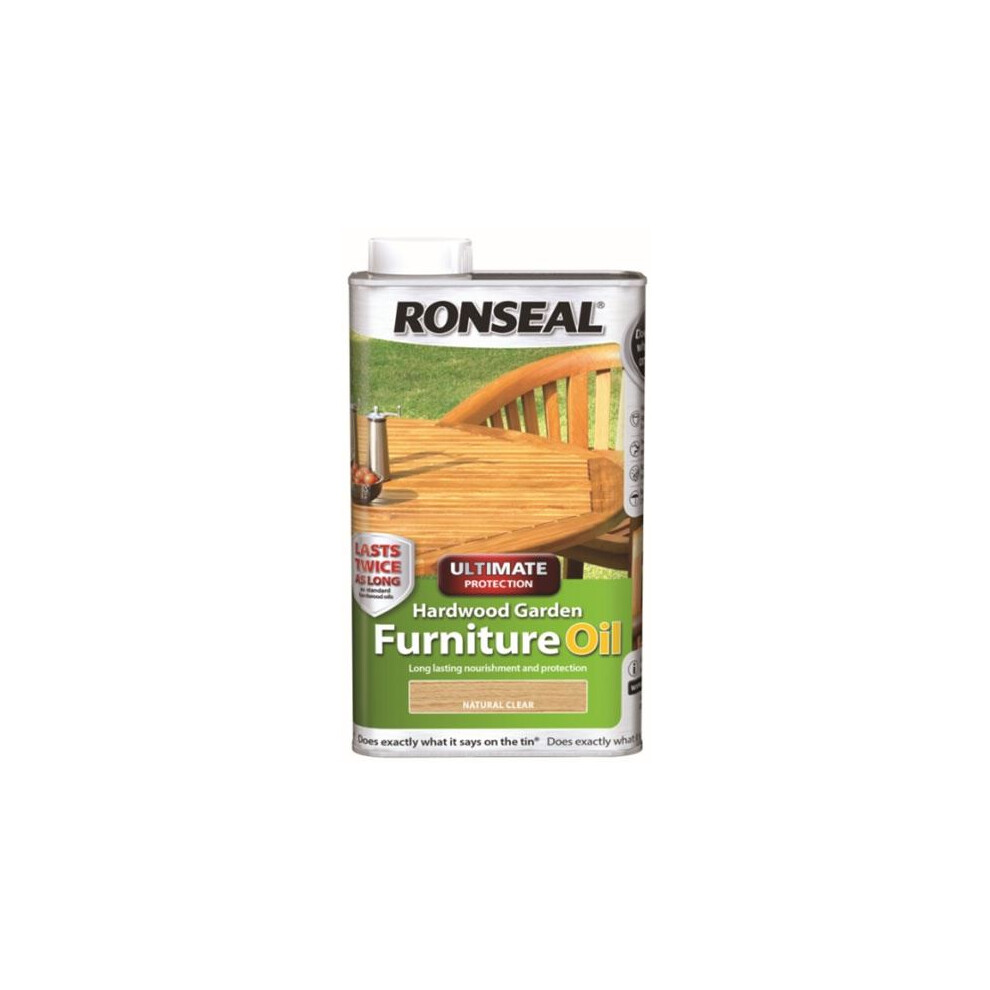 Ronseal 37356 Ultimate Protection Hardwood Garden Furniture Oil Natural 1 Litre