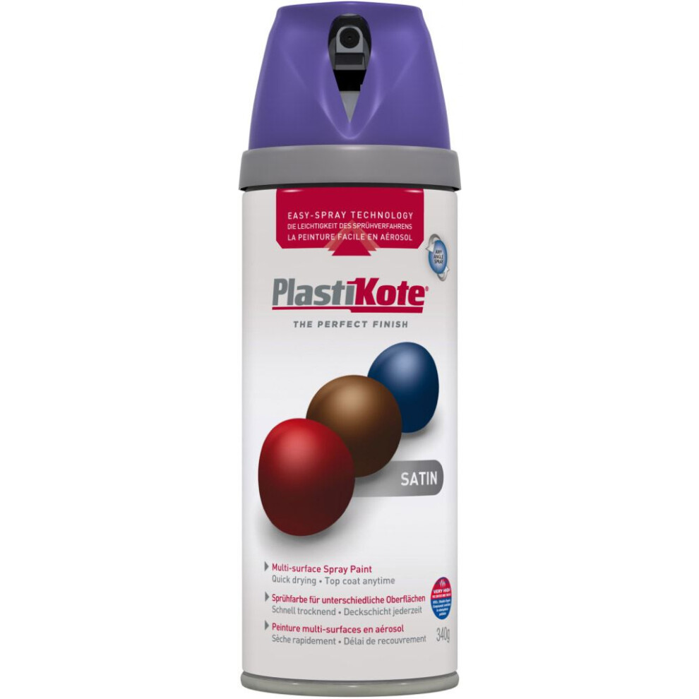 Plasti-Kote PKT22116 Twist & Spray Satin Sumptuous Purple 400ml