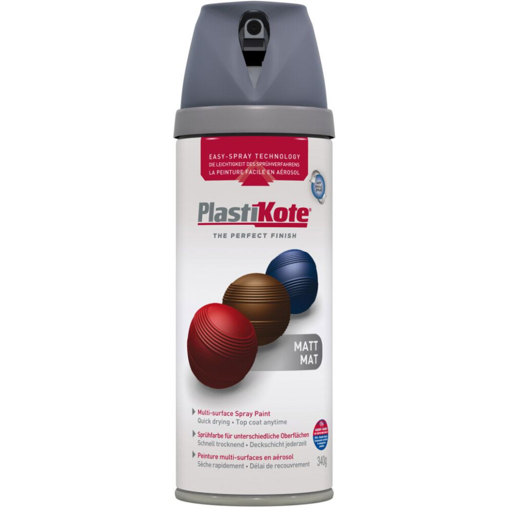 Plasti-kote 23102 400ml Premium Spray Paint - Matt Grey