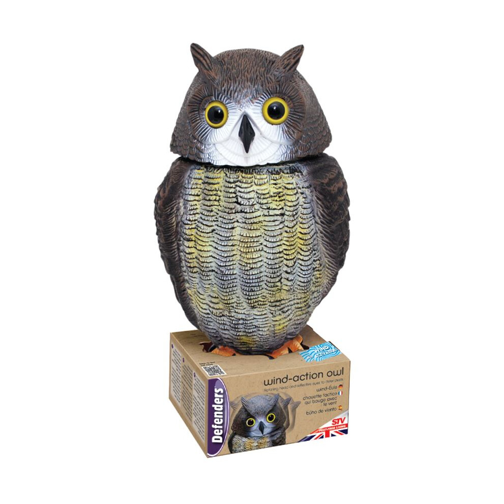 The Big Cheese Head Turning Owl Garden Defender - Action Wind Defenders Decoy Scarer Bird - Owl Action Wind Defenders Decoy Scarer Head Bird Brown