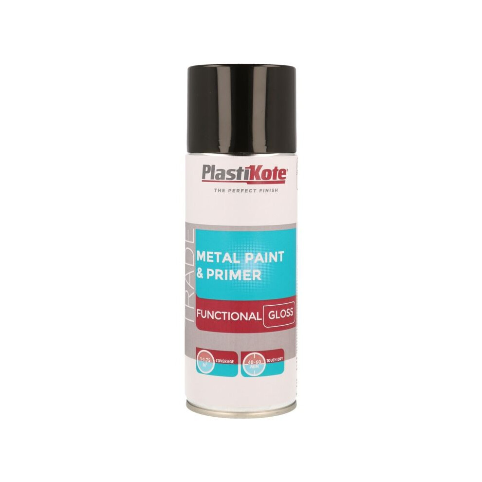 PlastiKote 440.0071024.076 Trade Metal Spray Paint & Primer Gloss Black 400ml - Image 9