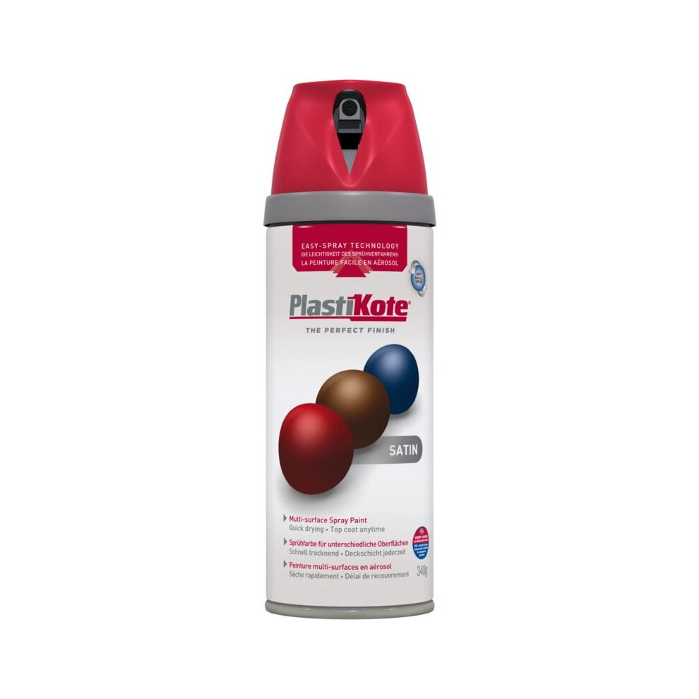 Plasti-kote 22106 400ml Premium Spray Paint Satin - Real Red