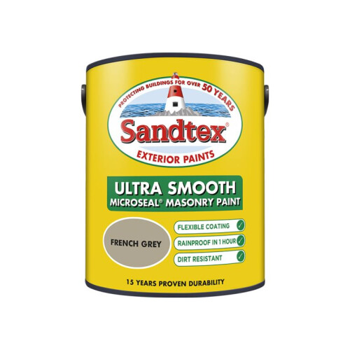 Sandtex Sandtex 5L Smooth Masonry Paint  French Grey