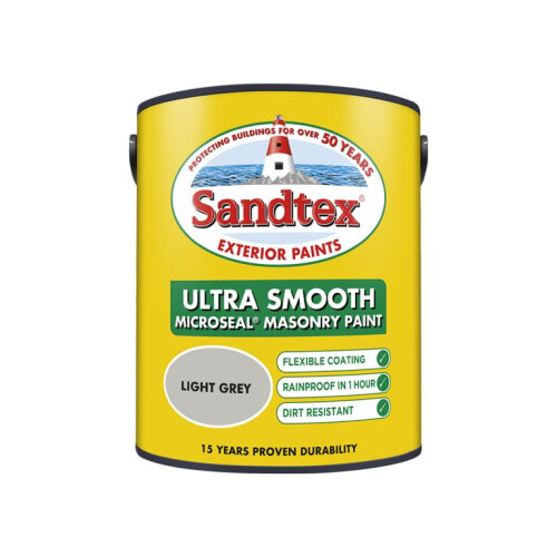 Sandtex Sandtex 5L Smooth Masonry Paint Light Grey
