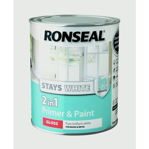 Ronseal Ronseal Stays White 2in1 Paint & Primer Gloss 750ml 2
