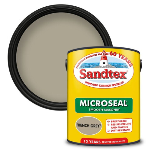 Sandtex Sandtex 5L Smooth Masonry Paint  French Grey 1