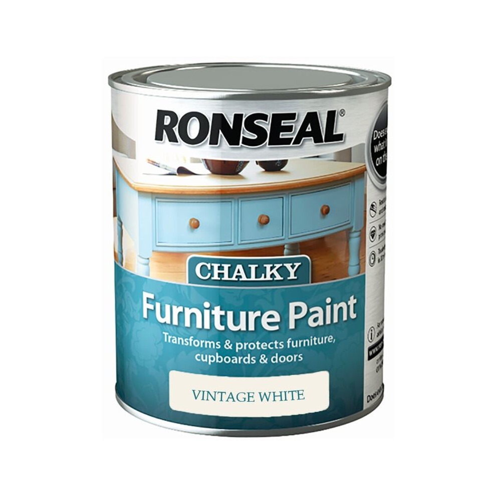 Ronseal 37482 Chalky Furniture Paint Vintage White 750ml