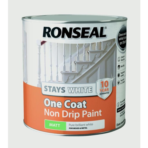 Ronseal Ronseal Stays White One Coat Non-Drip Paint Matt 2.5L