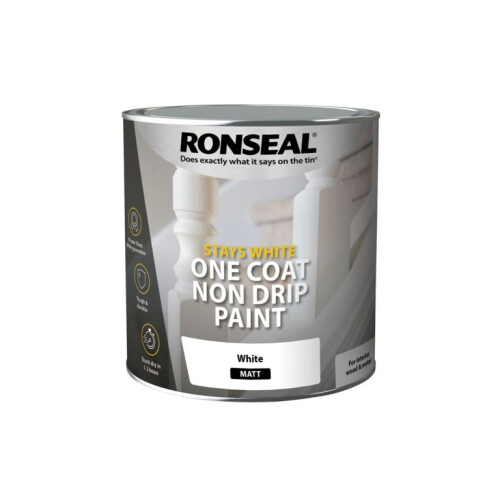 Ronseal Ronseal Stays White One Coat Non-Drip Paint Matt 2.5L 1