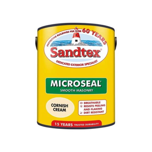 Sandtex Sandtex Microseal Smooth Masonry Cornish Cream 5L 2