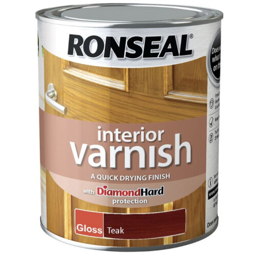 Ronseal Ronseal 36851 Interior Varnish Quick Dry Gloss Teak 750ml 1