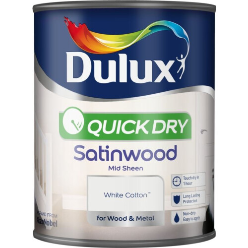 Dulux Dulux Quick Dry Satinwood White Cotton 750ml 2