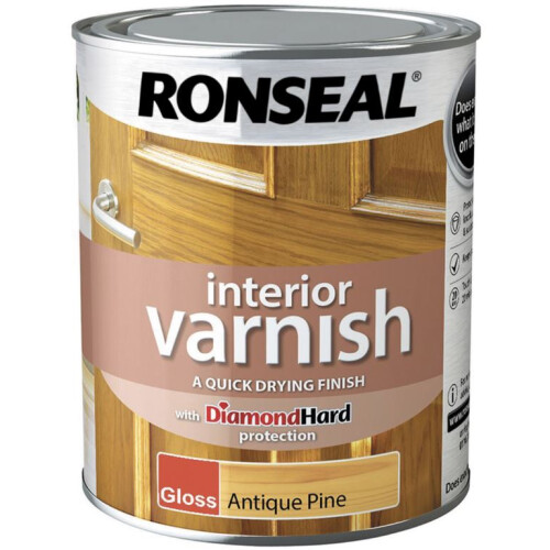 Ronseal Ronseal 36849 Interior Varnish Quick Dry Gloss Antique Pine 750ml 1