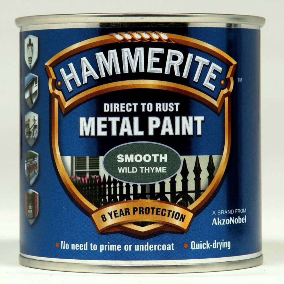 Hammerite SFWT250 Direct to Rust Smooth Finish Metal Paint Wild Thyme 250ml