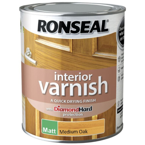 Ronseal Ronseal 750ml Quick Dry Matt Interior Varnish - Medium Oak 1