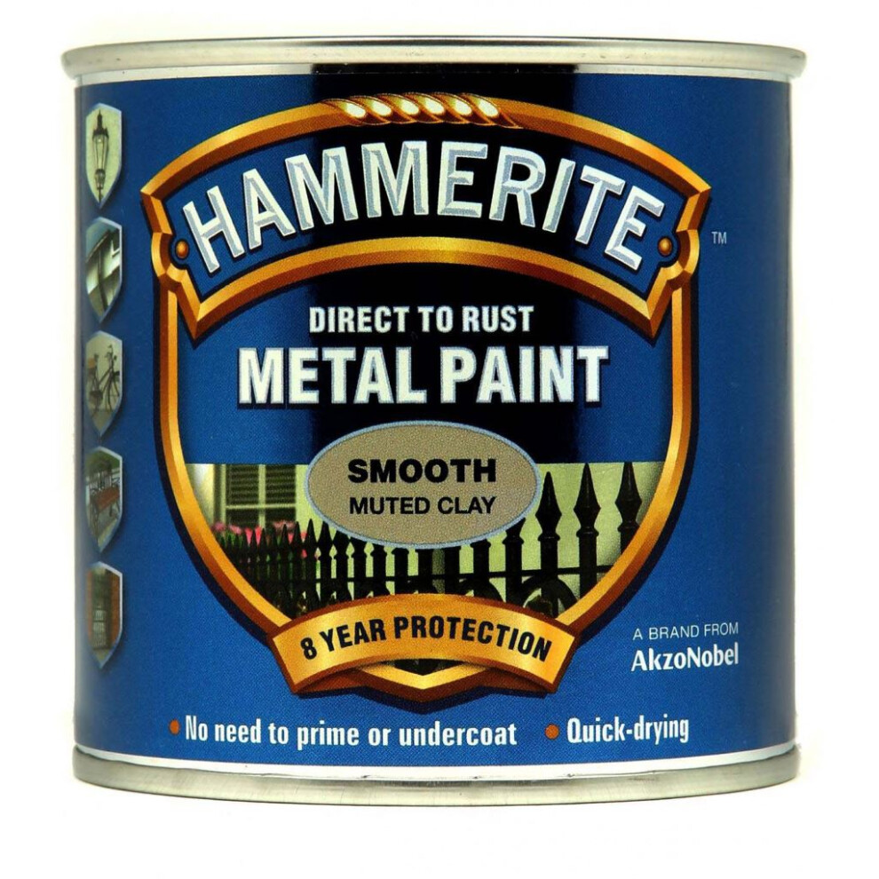 Hammerite SFMC250 Direct to Rust Smooth Finish Metal Paint Muted Clay 250ml