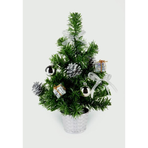 Premier Premier Decorations 30cm Silver Dressed Mini Desk Top Christmas Xmas Tree