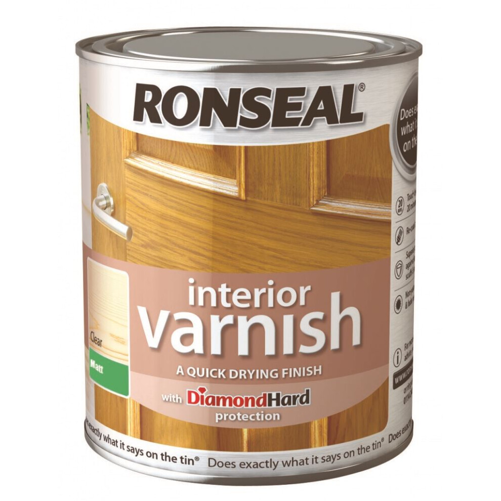 Ronseal 36877 750 ml Interior Clear Varnish, Matt