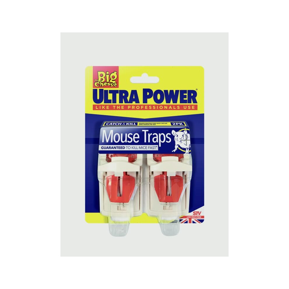 Powerful Mouse Trap Twin Pack -  mouse traps ultra power big cheese pack twin baited ready
