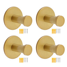 4Pcs Metal Coat Hook Wall Mounted Towel-Sand gold with expan